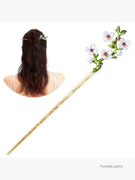 Vintage Handcrafted Hair Stick with Pearl Shell Flower 7.48 Inch main image 7